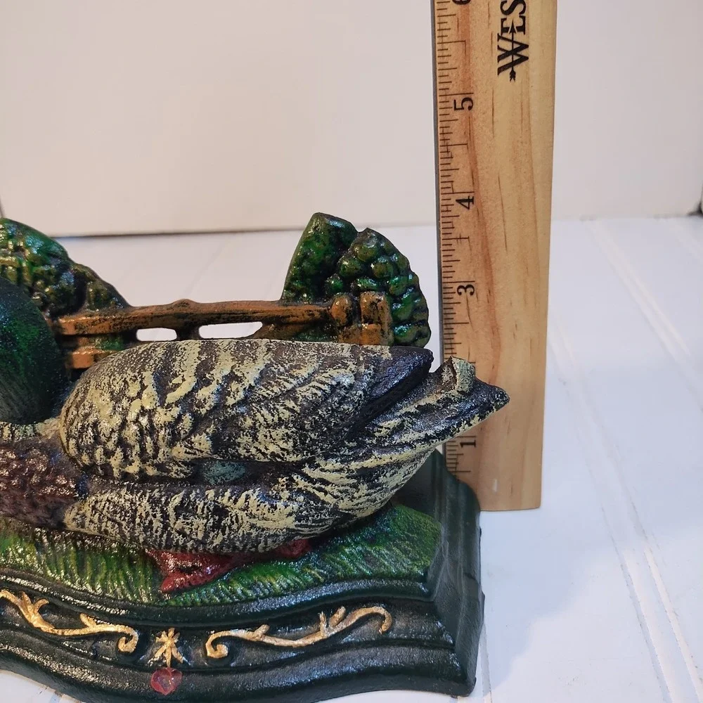 Vintage Wright Studios Cast Iron Mallard Duck Napkin & Letter Holder Home Decor